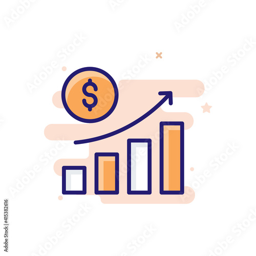 Increase Investment vector outline filled icon style illustrator . EPS 10 file 
