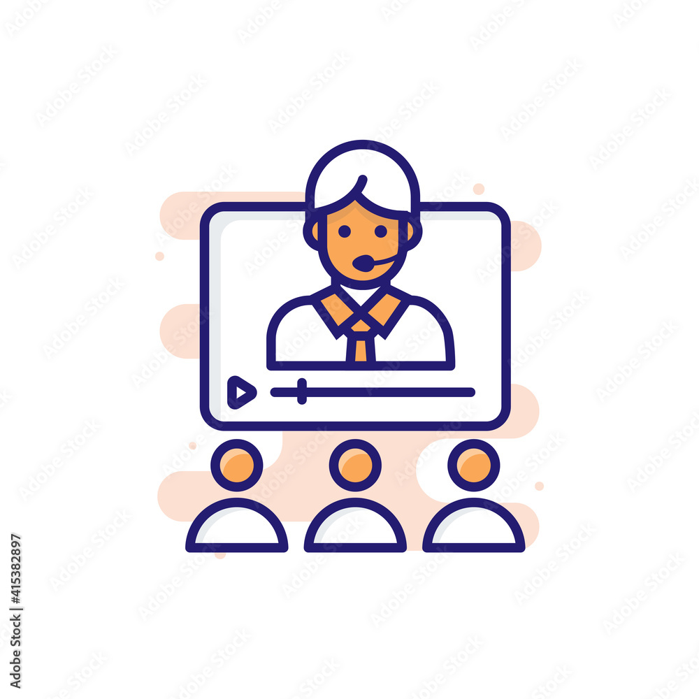 Video Conference vector outline filled icon style illustrator . EPS 10 file 