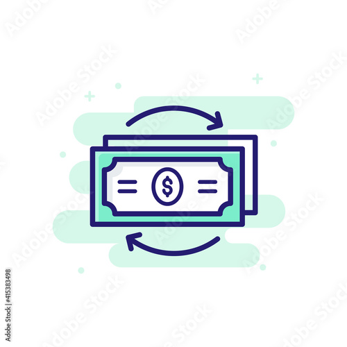 Money Flow vector outline filled icon style illustrator . EPS 10 file 