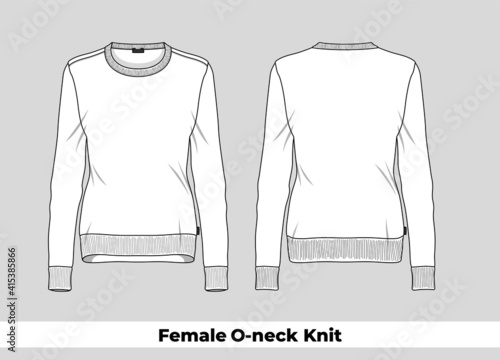 female O-neck knit template