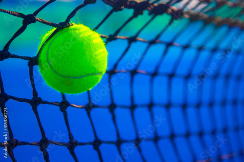 the tennis ball hits the net © Павел Мещеряков