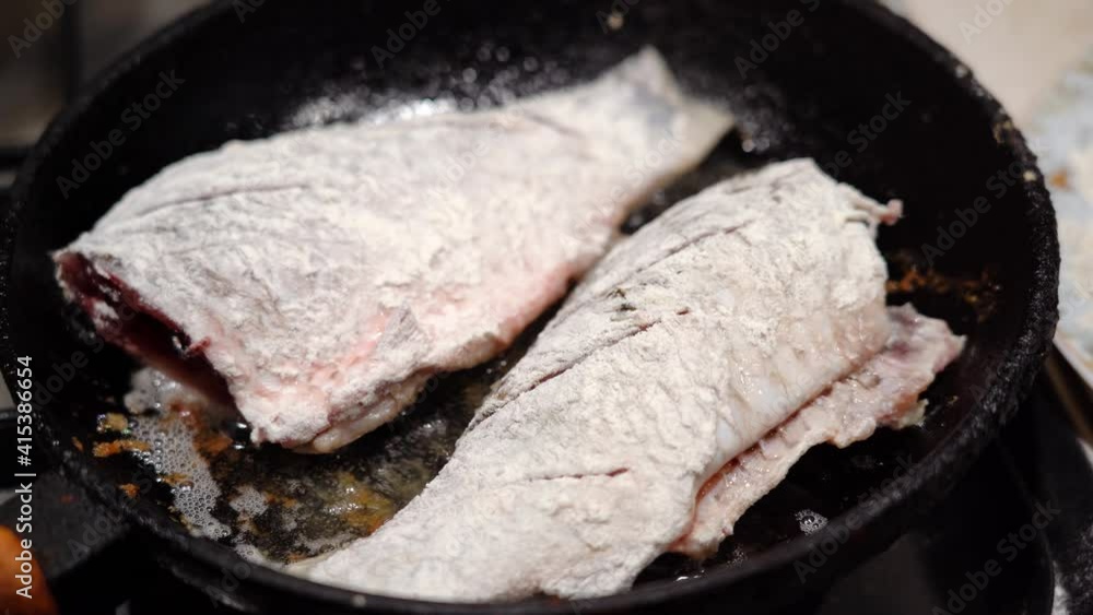 Carp fish is fried in pan. Freshwater fish crucian carp. Recipe. Carp fish is fried in pan. Freshwater fish crucian carp. Recipe.