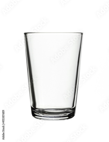 Empty glass for water, juice or milk on white background