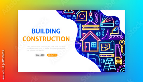 Building Construction Neon Landing Page