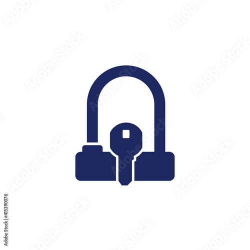 Bicycle U-Lock and key icon