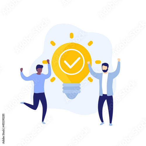 people and an idea, invention vector illustration
