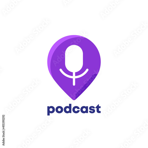Free Download podcast logo icon with pin marker on white - GFXLoad