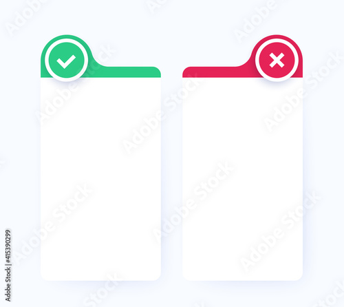 positive and negative comparison, pros and cons list, vector design