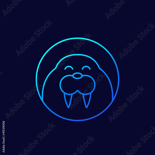 Walrus line icon on dark