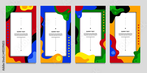Vector colorful abstract geometric and fluid background for frame and border, social media story template