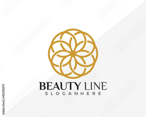 Fototapeta Naklejka Na Ścianę i Meble -  Luxury Beauty Line Flower Logo Design. Creative Idea logos designs Vector illustration template