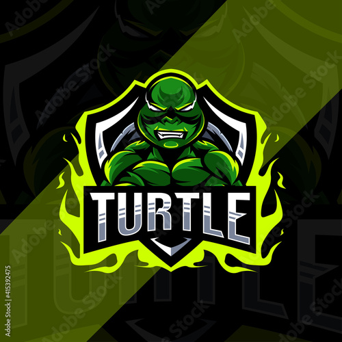 Turtle mascot logo esport design