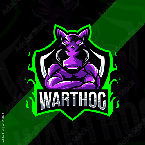 Warthog mascot logo esport design