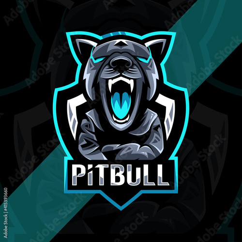 Pitbull angry mascot logo esport design