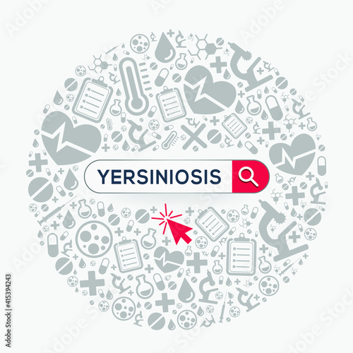(Yersiniosis) disease written in search bar, Vector illustration
