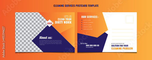 Cleaning Services Postcard Template, Postcard design. Event Card Design, Invitation Design, Professional Business Postcard Design. Washing Services Postcard