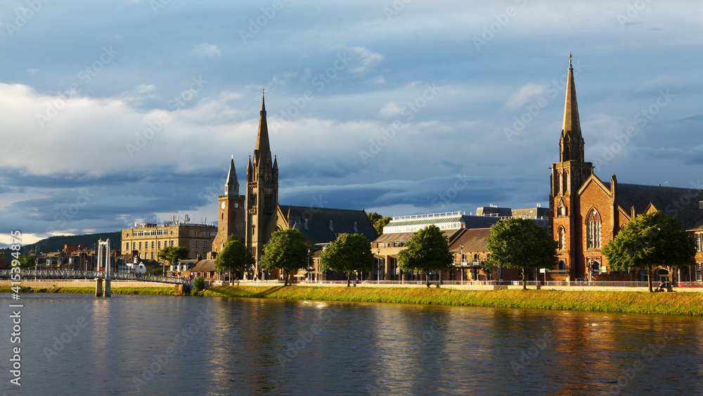 Scene of Inverness, Scotland along the River Ness