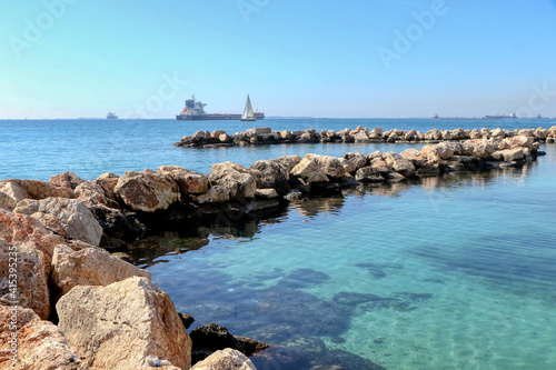 Panorama of the Mar Grande of Taranto, Gulf of Taranto, Ionian Sea. Puglia, Italy