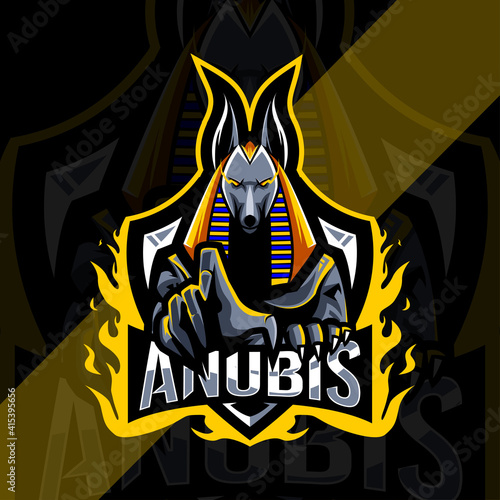 Scared anubis mascot logo esport design template