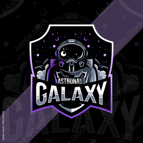 Astronaut galaxy mascot logo esport design