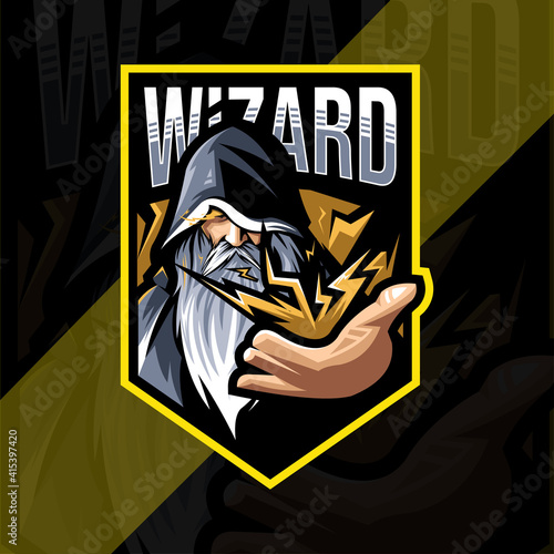 Wizard mascot logo esports design template