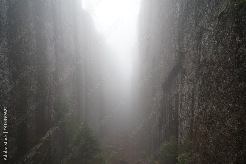 Misty canyon, in the Skuleskogen national park (Sweden)