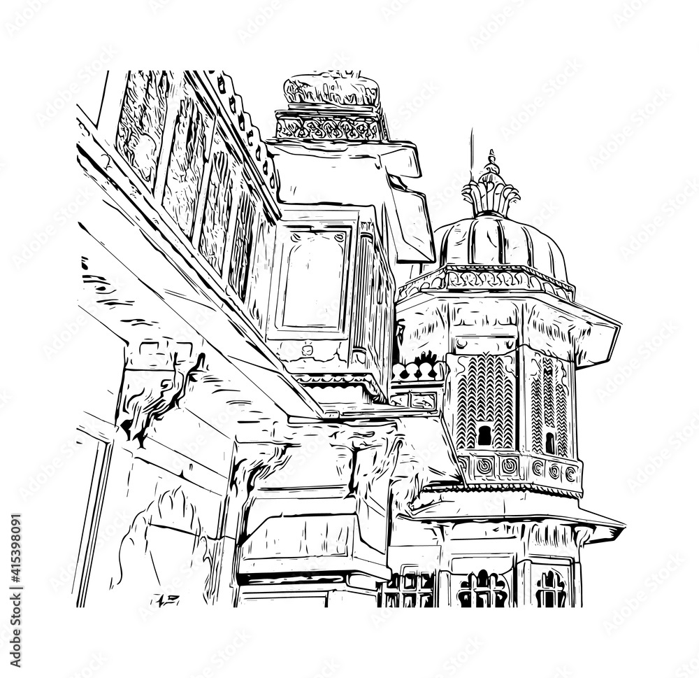 Watercolor Sketch Splash City Palace Udaipur Stock Vector Royalty Free  738401758  Shutterstock