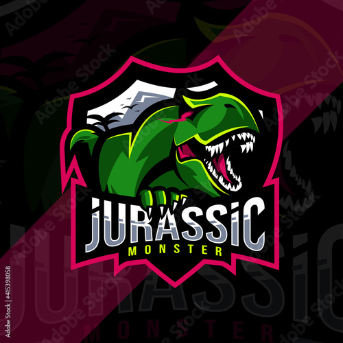 Jurassic monster mascot logo esport template design