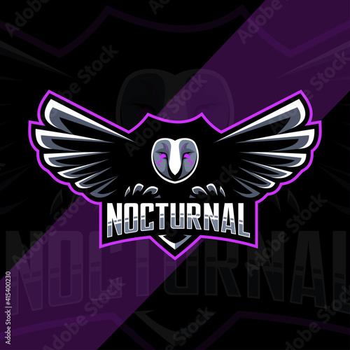 Nocturnal Owl bird mascot logo esport template design