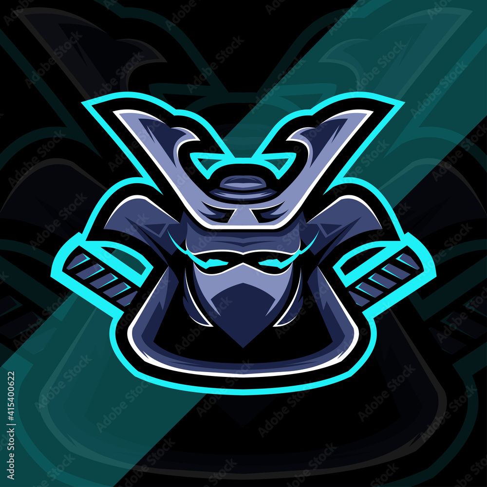 Head samurai mascot logo esport design
