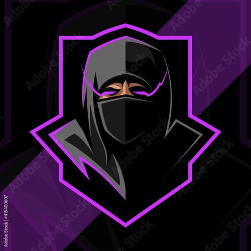 Head ninja mascot logo esport design