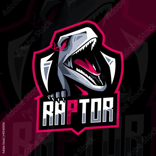 Raptor mascot logo esport design template