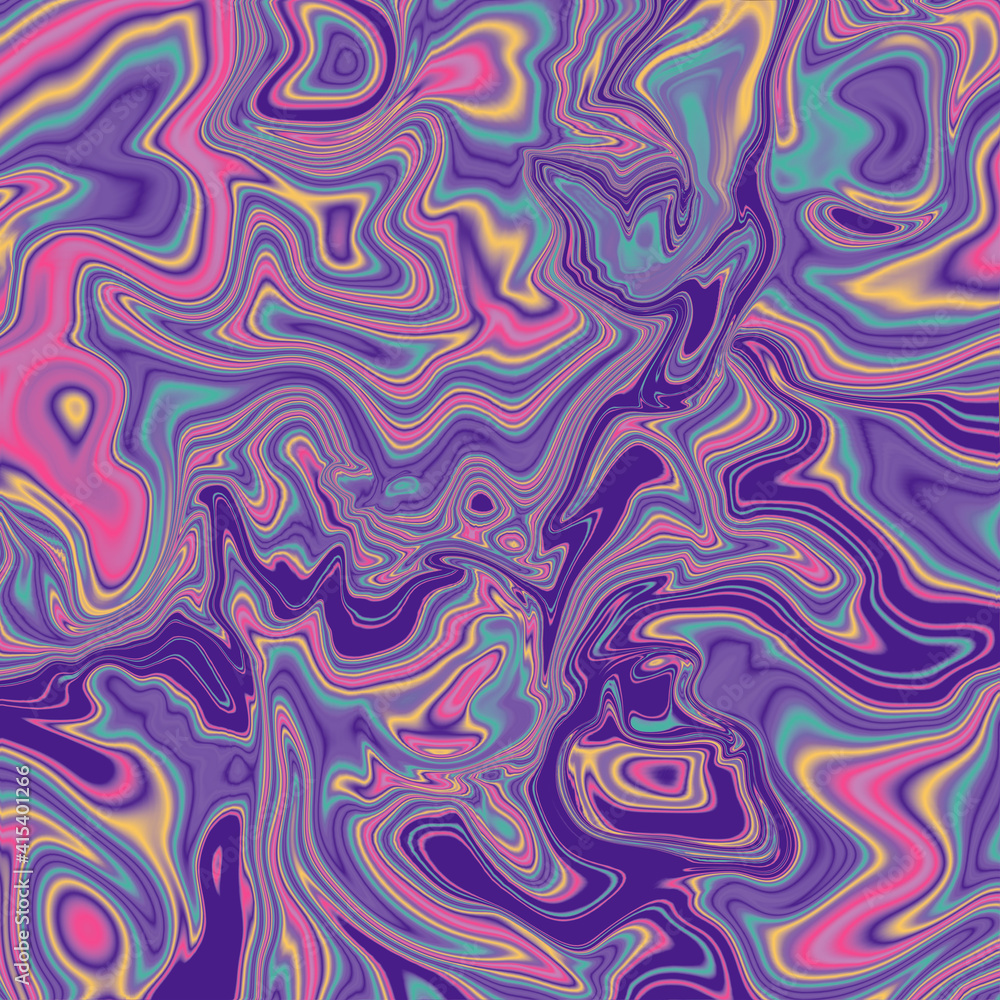 Fluid abstract background. Bright twisted liquid texture in different colors.