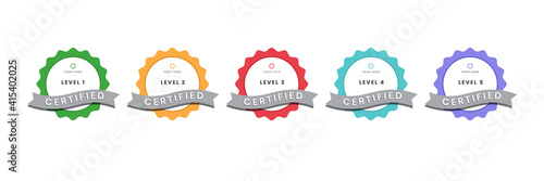 digital certification logo for training, competition, rewards, standards, and criteria etc. Certified badge icon with ribbon vector illustration.