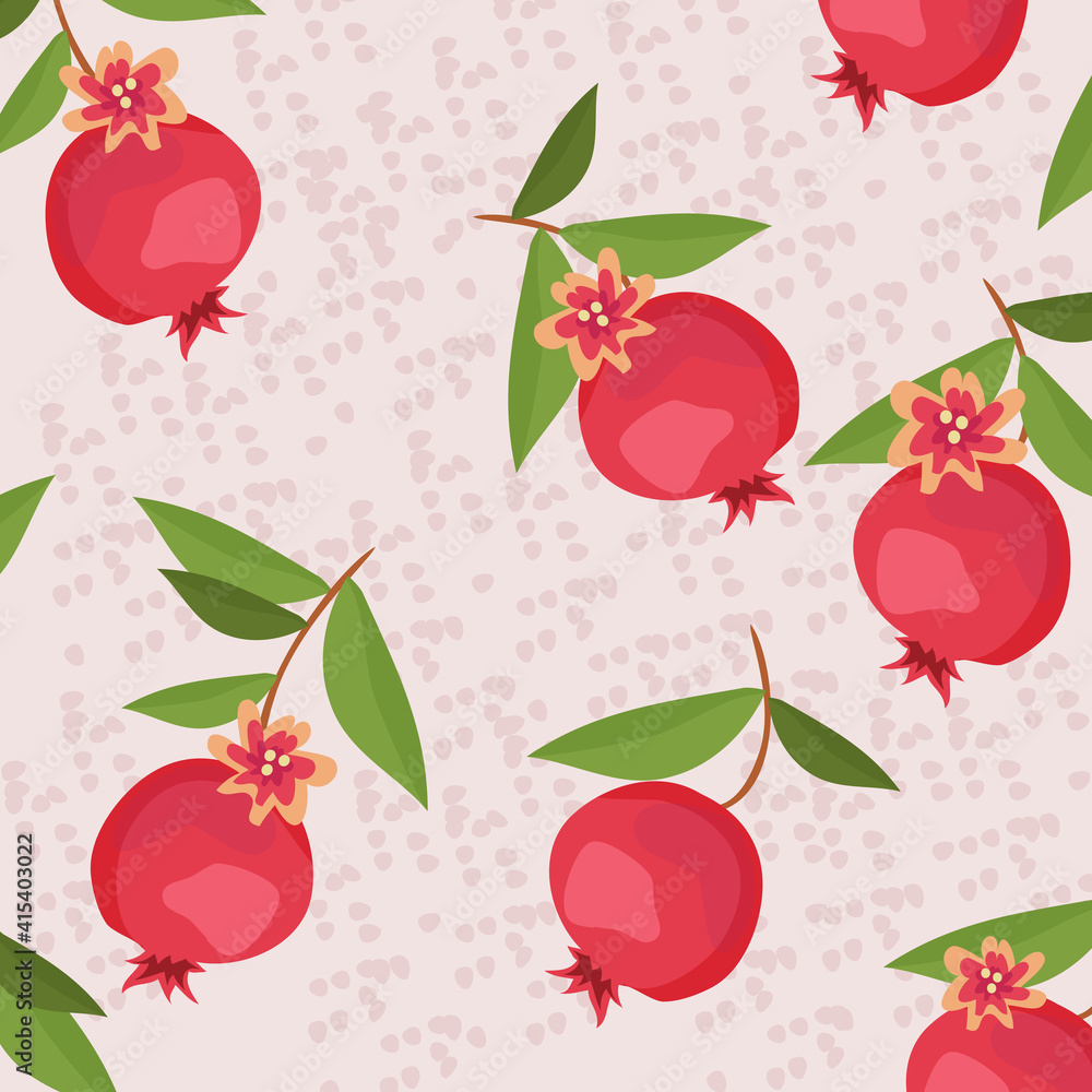 Vector seamless pattern with pomegranate fruits and seeds on pink background. Design for cosmetics, spa, pomegranate juice, health care products, perfume. Best for textile or wrapping paper
Vector seamless pattern with pomegranate fruits and seeds on pink background. Design for cosmetics, spa, pomegranate juice, health care products, perfume. Best for textile or wrapping paper