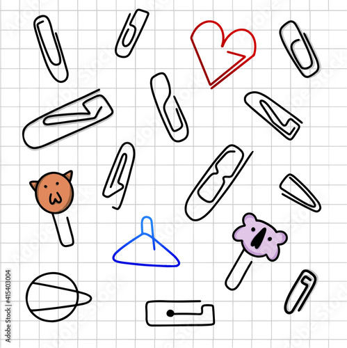 set of different paper clips. paper clips in the form of animals and various shapes. 