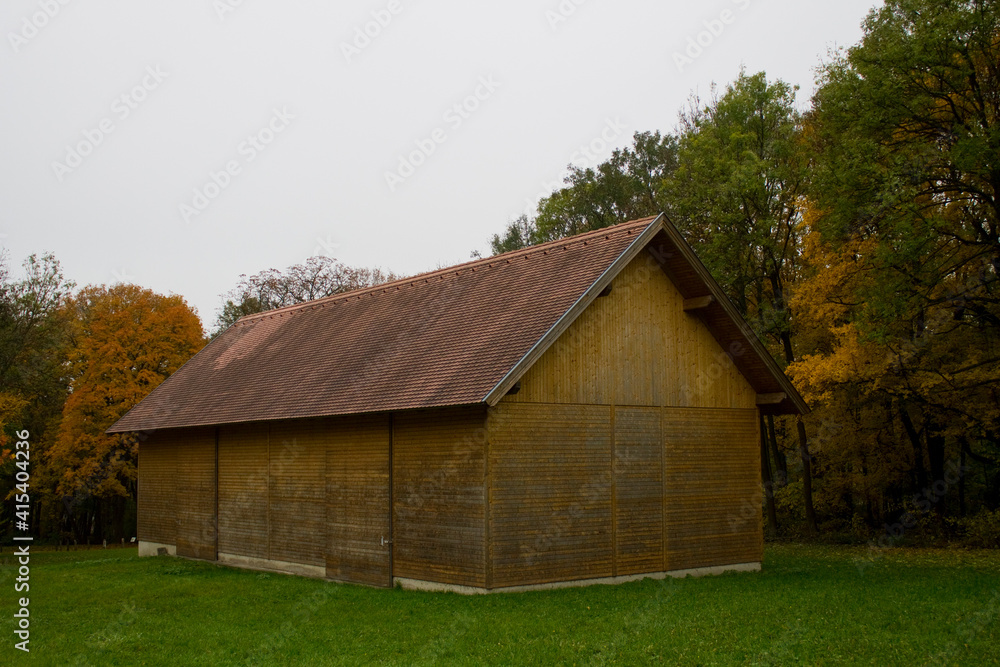 Fototapeta premium old wooden house in the woods