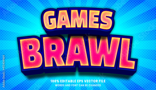 Games brawl 3d editable text style effect