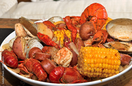 Cajun style seafood platter.