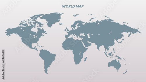 World map on white background. World map template with continents  North and South America  Europe and Asia  Africa and Australia
