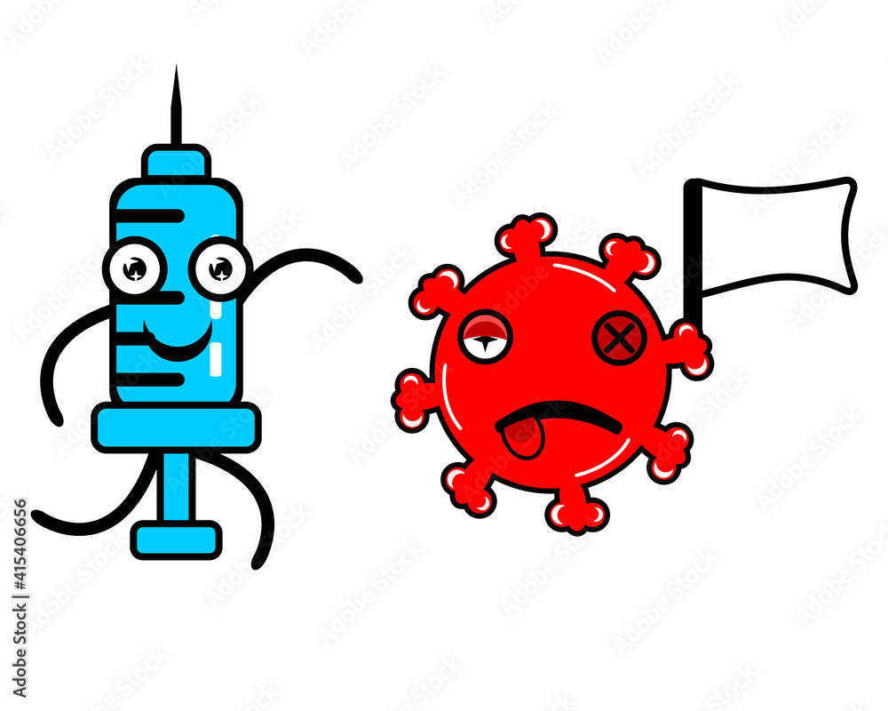graphic illustration of character design of virus injection and submission
