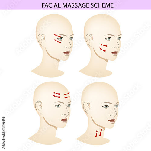 Facial Massage Scheme, Massage Visual Guide, Wind Illustration