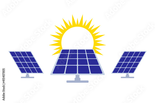 Solar panel, sun energy sign, icon, symbol. Vector illustration
