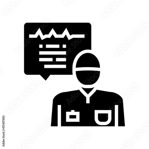 anesthesiologist monitoring heart rate glyph icon vector. anesthesiologist monitoring heart rate sign. isolated contour symbol black illustration