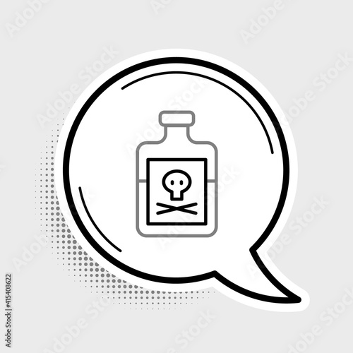 Line Poison in bottle icon isolated on grey background. Bottle of poison or poisonous chemical toxin. Colorful outline concept. Vector.