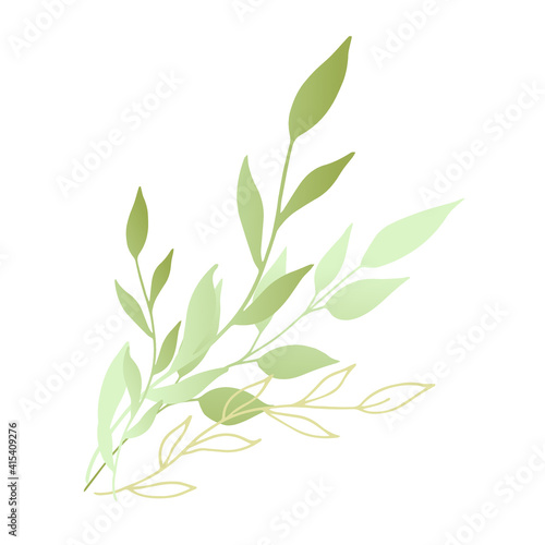 Bouquet of decorative leaves. Vector illustration.