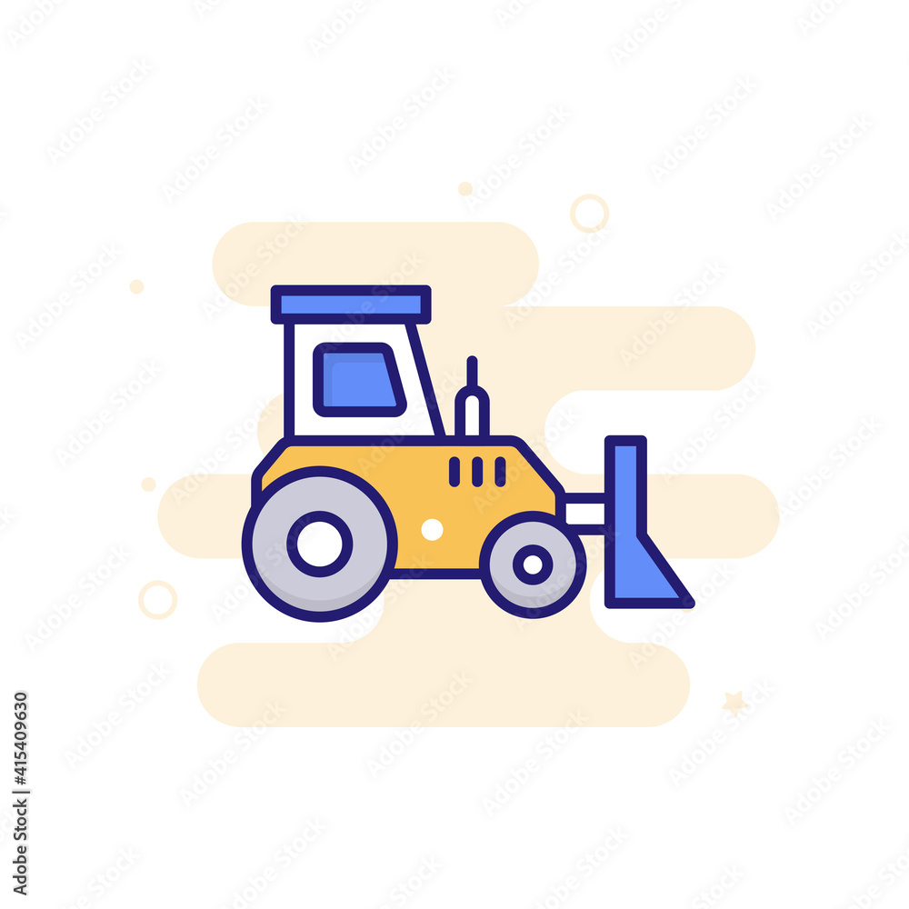 Naklejka premium Bulldozer vector filled outline icon style illustration. EPS 10 file