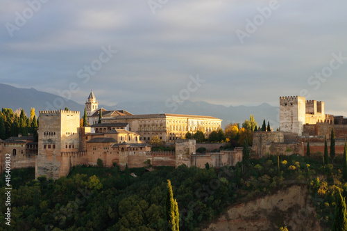 Alhambra palace in sunset, Granada, Andalusia, Spain