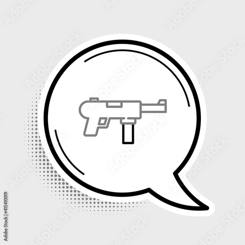 Line Submachine gun M3, Grease gun icon isolated on grey background. Colorful outline concept. Vector.