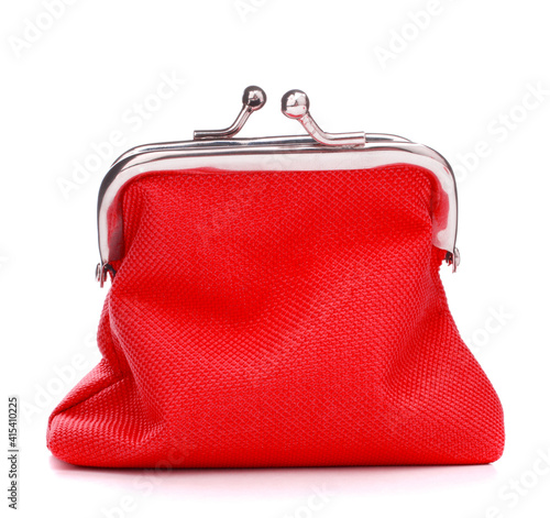 red cash wallet isolated on white background. Charge purse. Coin wallet. photo